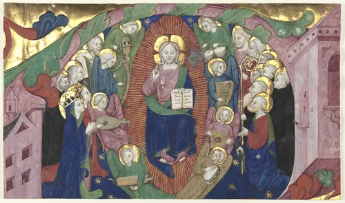 Fragment of a Historiated Initial from a Choir Book: Christ in Majesty by Michelino Molinari da Besozzo, manuscript, 1395-1405