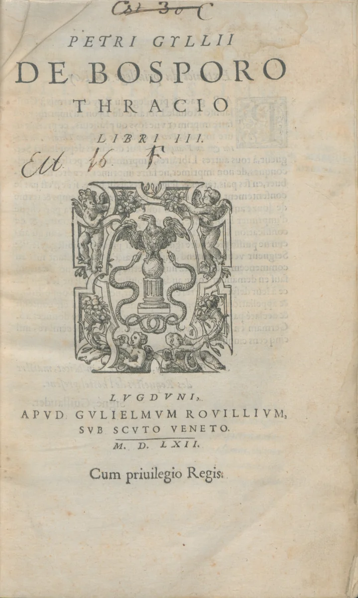 Petri Gyllii De Bosporo thracio libri III ; Petri Gyllii De topographia Constantinopoleos by Pierre Gilles, artwork, 1562