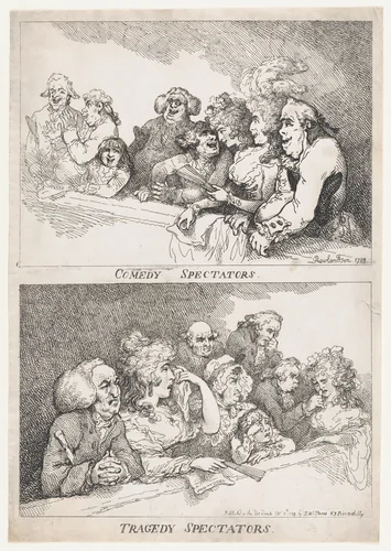 Comedy Spectators, Tragedy Spectators by Thomas Rowlandson, print, 1789