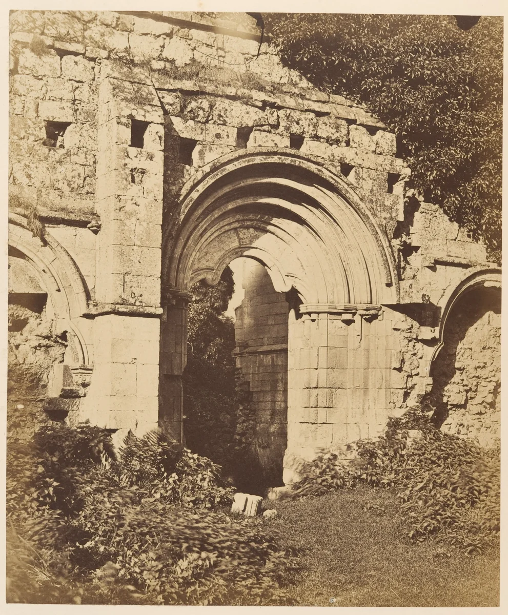 Rivaulx Abbey. Doorway of the Refectory by Joseph Cundall, photograph, 1850-1859