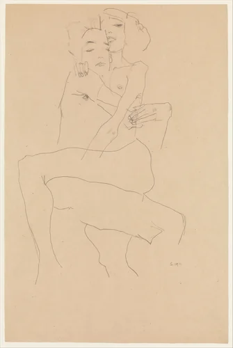 Couple Embracing by Egon Schiele, drawing, 1911
