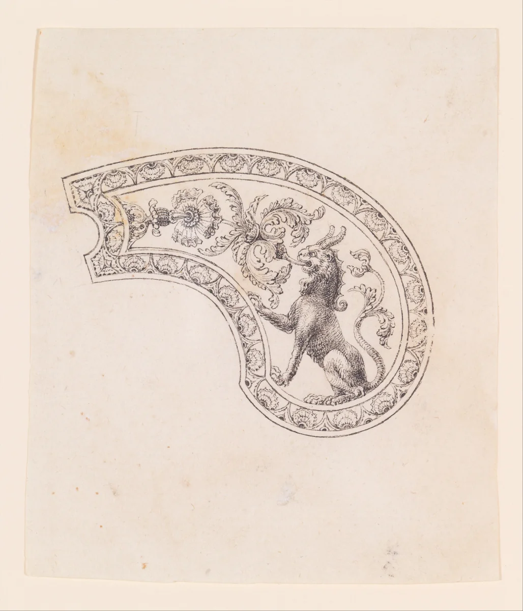 Design for the Decoration of the Grip of a Pocket Pistol by Nicolas Noël Boutet, drawing, 1772-1830