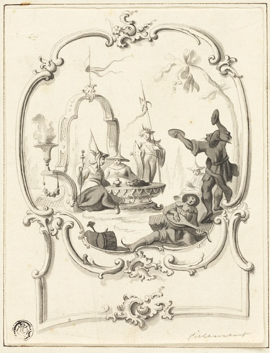 Chinoiserie by Jean Baptiste Pillement, drawing, 1748-1808