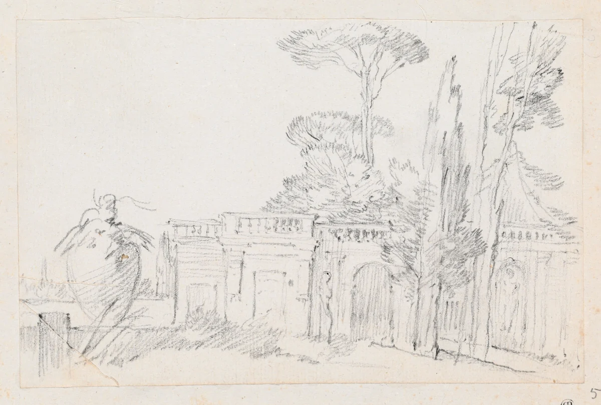 Gardens of an Italian Villa by Joseph-Marie Vien, drawing, 1744-1750