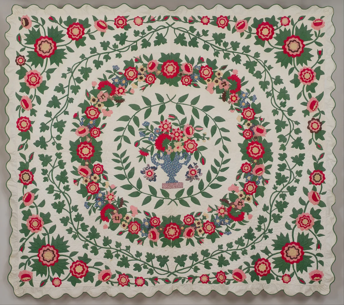 Floral Applique Quilt by Emeline Travis, artwork, 1847-1853