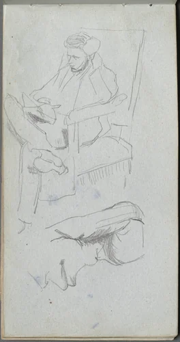 Sketchbook, page 24: Seated Male Figure by Ernest Meissonier, book, 1860-1869