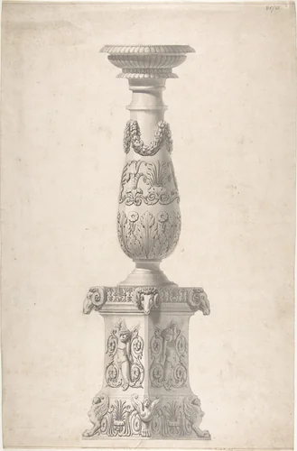 Design for a candelabrum by anonymous, drawing, 1700-1800