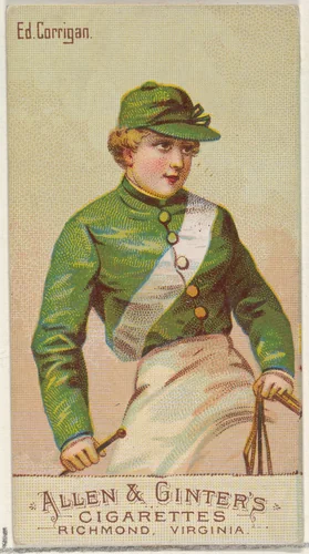Edward Corrigan, from the Racing Colors of the World series (N22b) for Allen & Ginter Cigarettes by Allen & Ginter, print, 1888