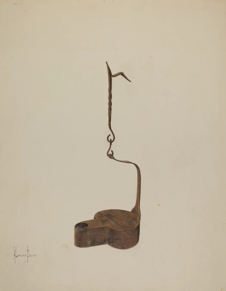 Wrought Iron Betty Lamp by H. Langden Brown, index of american design, 1937