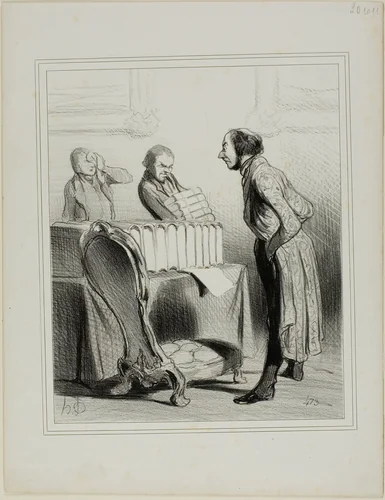 This is What Nowadays is Called a Light Work. “- My God, what's this!.... an encyclopaedia? “- No sir.... it is the novel 'the mysteries of Paris' that Madame bought at the bookshop of our Master. We will bring you the rest of the oeuvre as soon as it appears.,” plate 13 from Revue Caricaturale by Honoré-Victorin Daumier, print, 1843