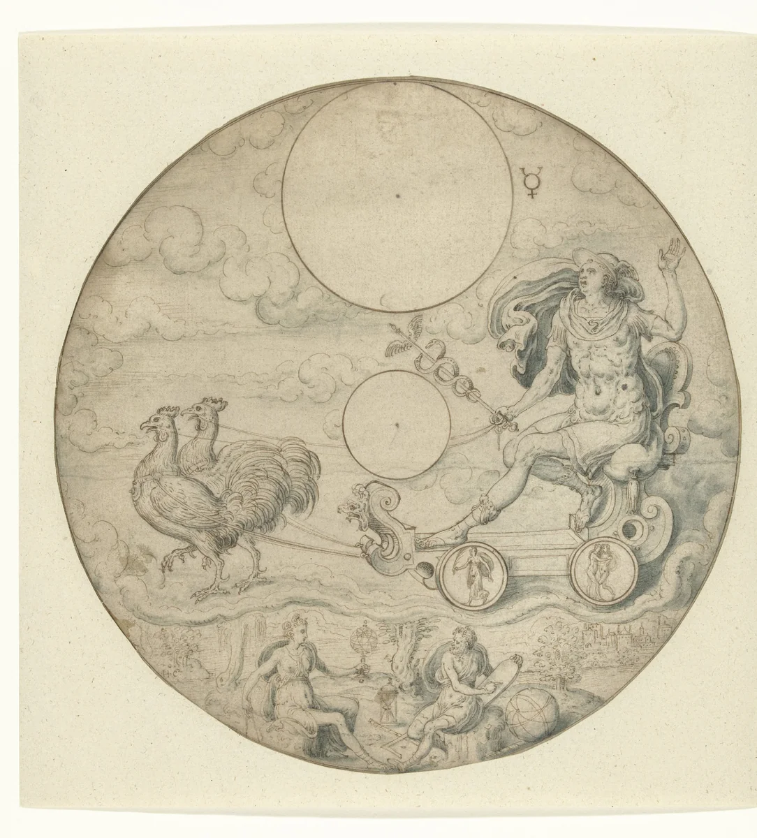 Planeet Mercurius by Hans Collaert, drawing, 1558-1568