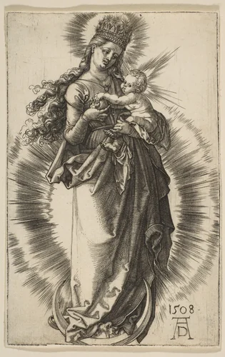 Virgin on a Crescent with a Starry Crown by Albrecht Dürer, print, 1508