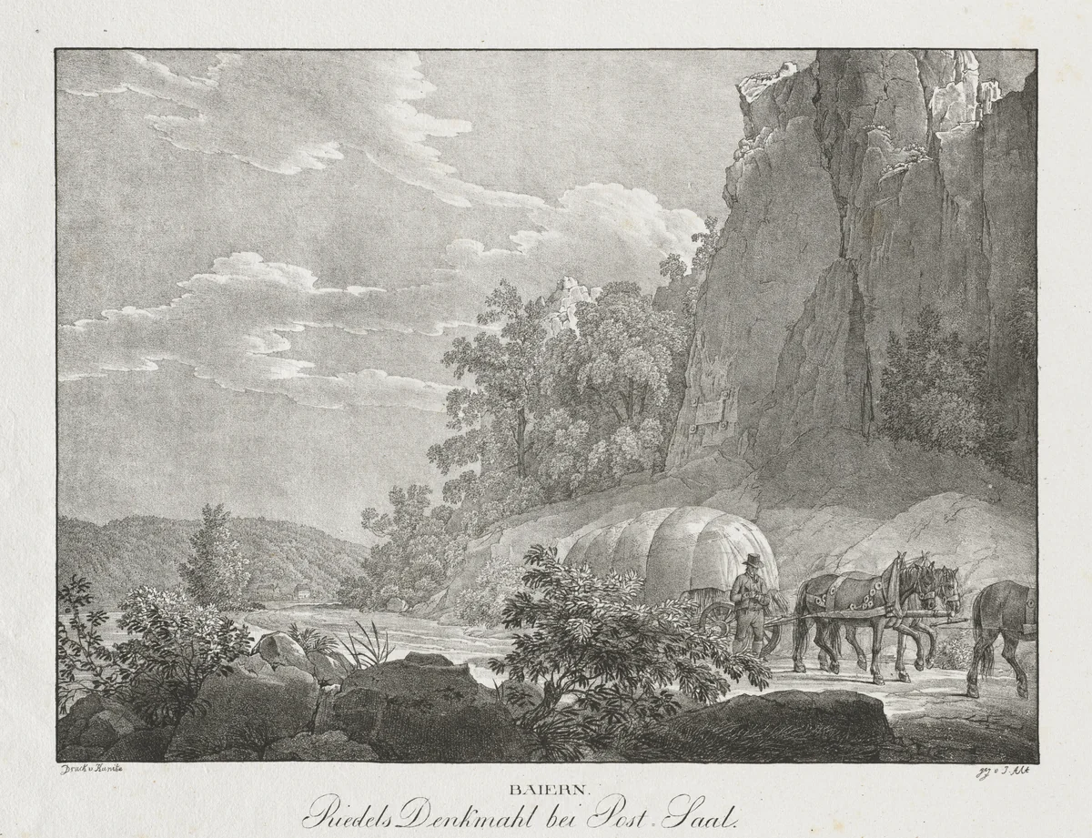 Baiern, Riedels Denkmahl bei Post-Saal by Jakob Alt, print