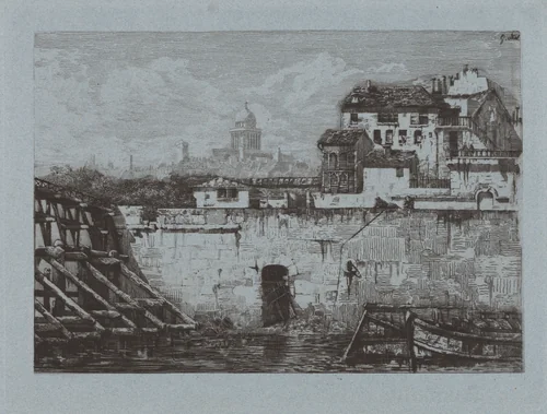 Ruines de l'Hôtel de Brentonvilliers, à la pointe de l'île Saint-Louis by Gabrielle-Marie Niel, print, 1875