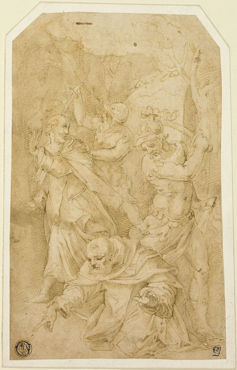 Study for the Death of Saint Peter Martyr by Giorgio Vasari, drawing, 1569-1573