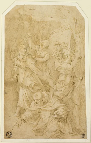 Study for the Death of Saint Peter Martyr by Giorgio Vasari, drawing, 1569-1573