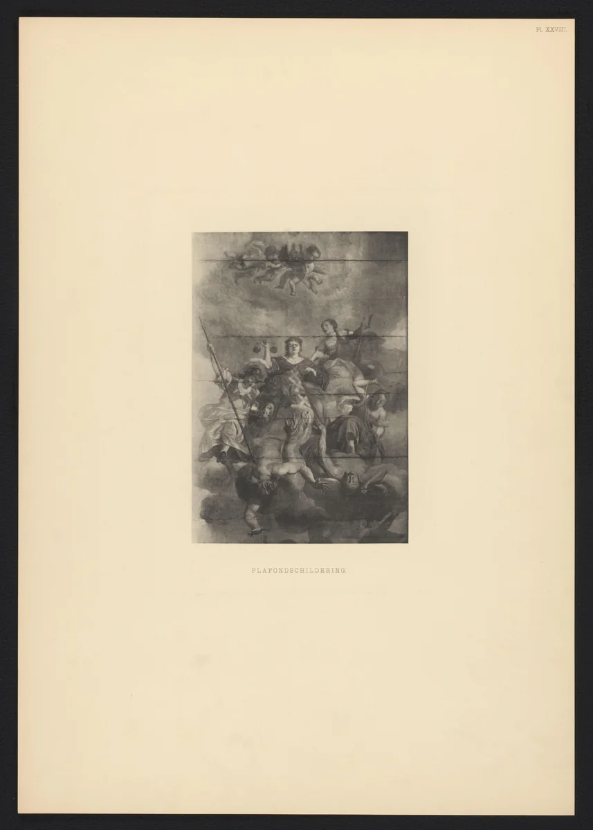 Plafondschildering, Paleis op de Dam, Amsterdam by anonymous, photograph, 1899