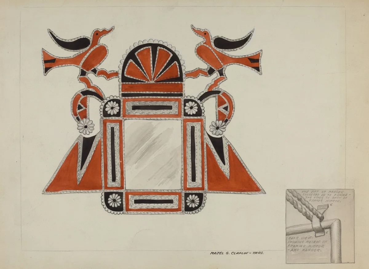 Tin Mirror Frame by Majel G. Claflin, index of american design, 1937