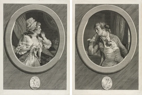 At Least Be Discreet and You May Count on Me (pair) by Augustin de Saint-Aubin, print, 1789