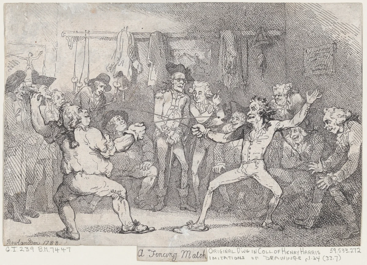A Fencing Match by Thomas Rowlandson, print, 1788