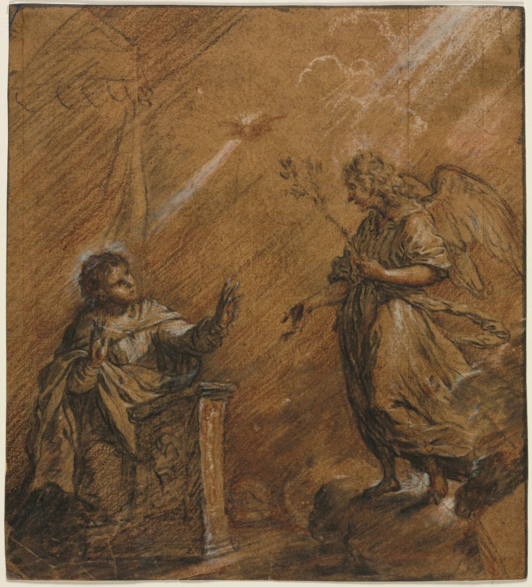 The Annunciation by Johann Jakob von Sandrart, drawing, 1655-1698