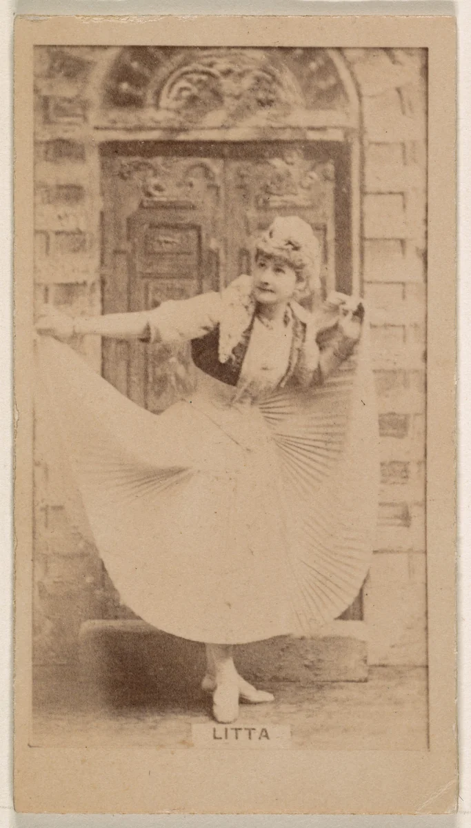 Litta, from the Actresses series (N245) issued by Kinney Brothers to promote Sweet Caporal Cigarettes by Kinney Brothers Tobacco Company, photograph, 1890