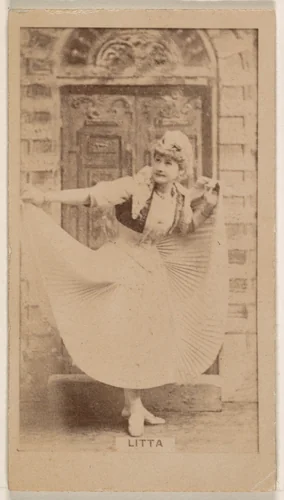 Litta, from the Actresses series (N245) issued by Kinney Brothers to promote Sweet Caporal Cigarettes by Kinney Brothers Tobacco Company, photograph, 1890