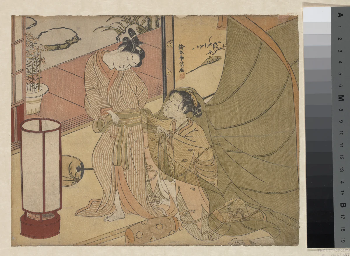 Reluctant Leave-taking by Suzuki Harunobu (鈴木春信), print, 1765-1769