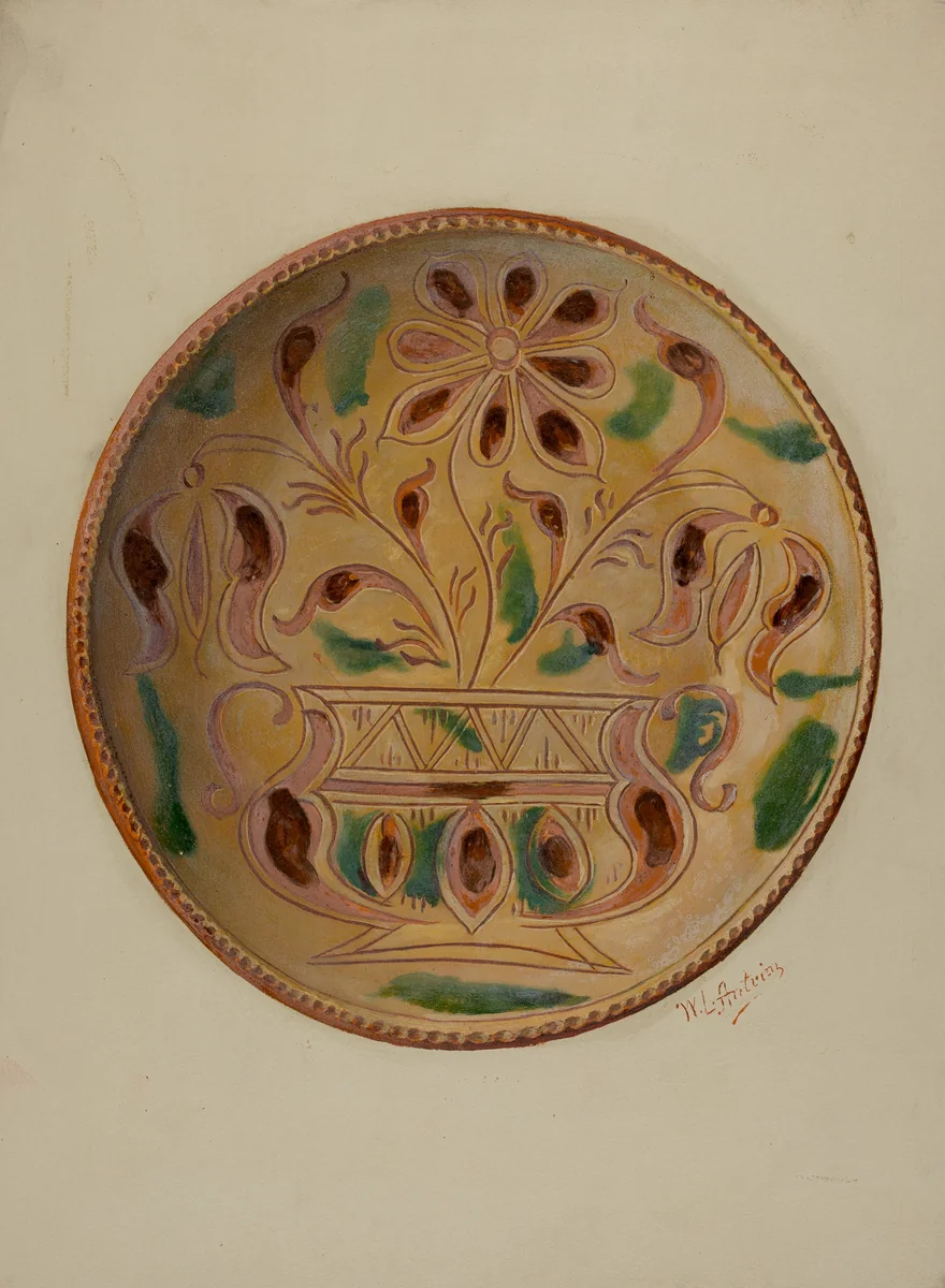 Pa. German Pie Dish by William Antrim, index of american design, 1937