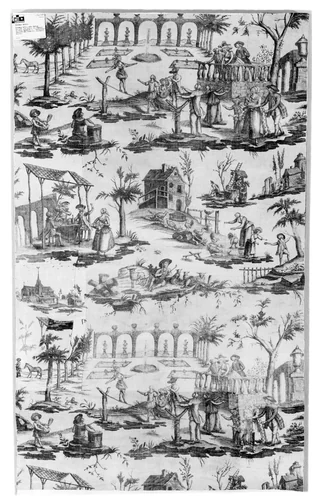 La Danseuse de Corde (The Tight Rope Walker) (Furnishing Fabric) by Petitpierre et Cie, textile, 1780-1790