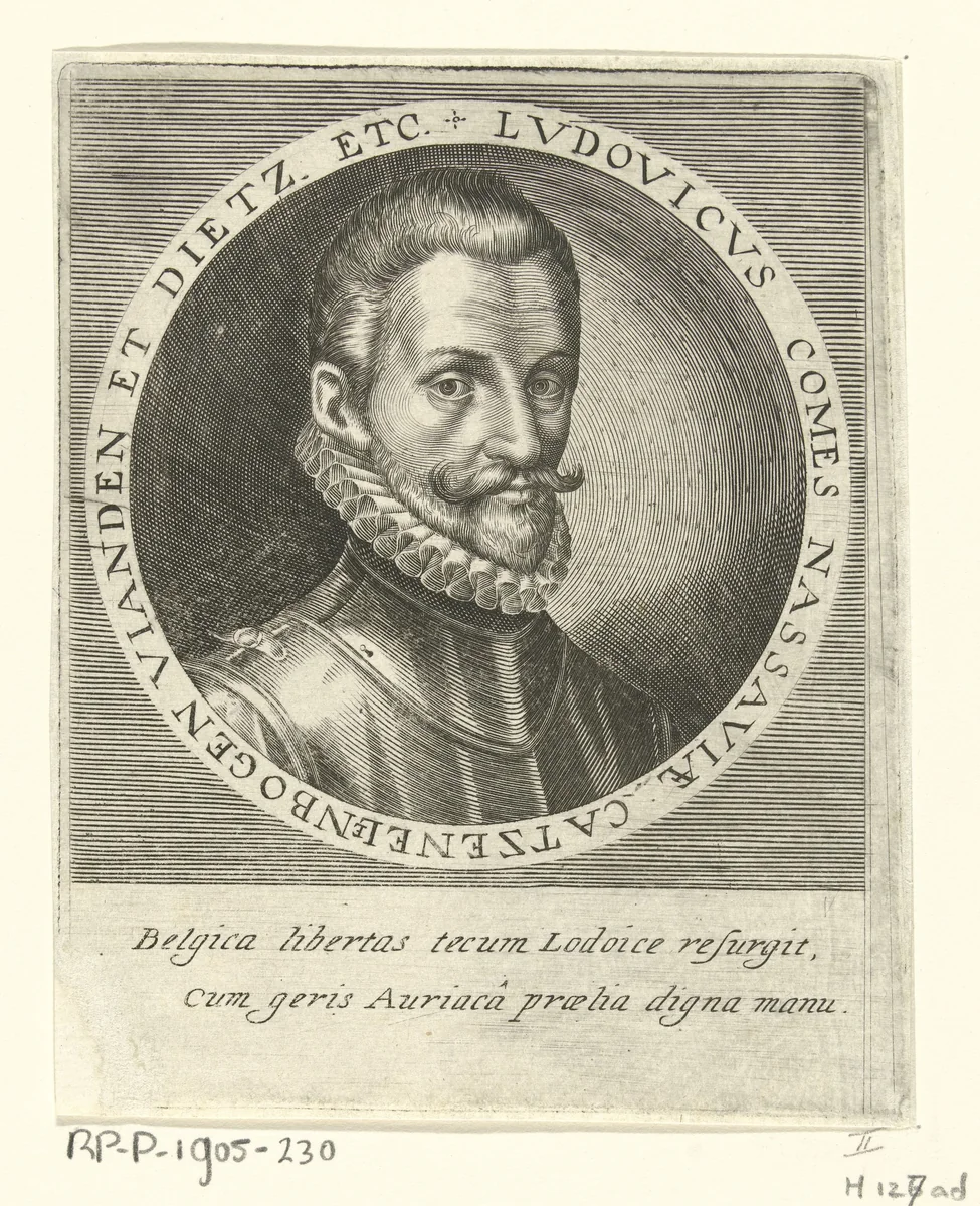 Portret van Lodewijk (1538-74), graaf van Nassau by anonymous, print, 1615