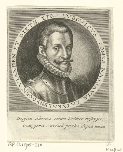 Portret van Lodewijk (1538-74), graaf van Nassau by anonymous, print, 1615