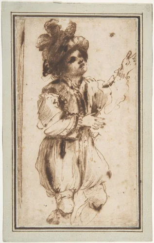 Boy Chasing a Butterfly by Guercino, drawing, 1591-1666