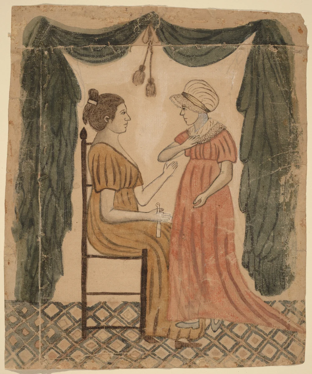 Mother and Daughter by Eunice Pinney, drawing, 1770-1849