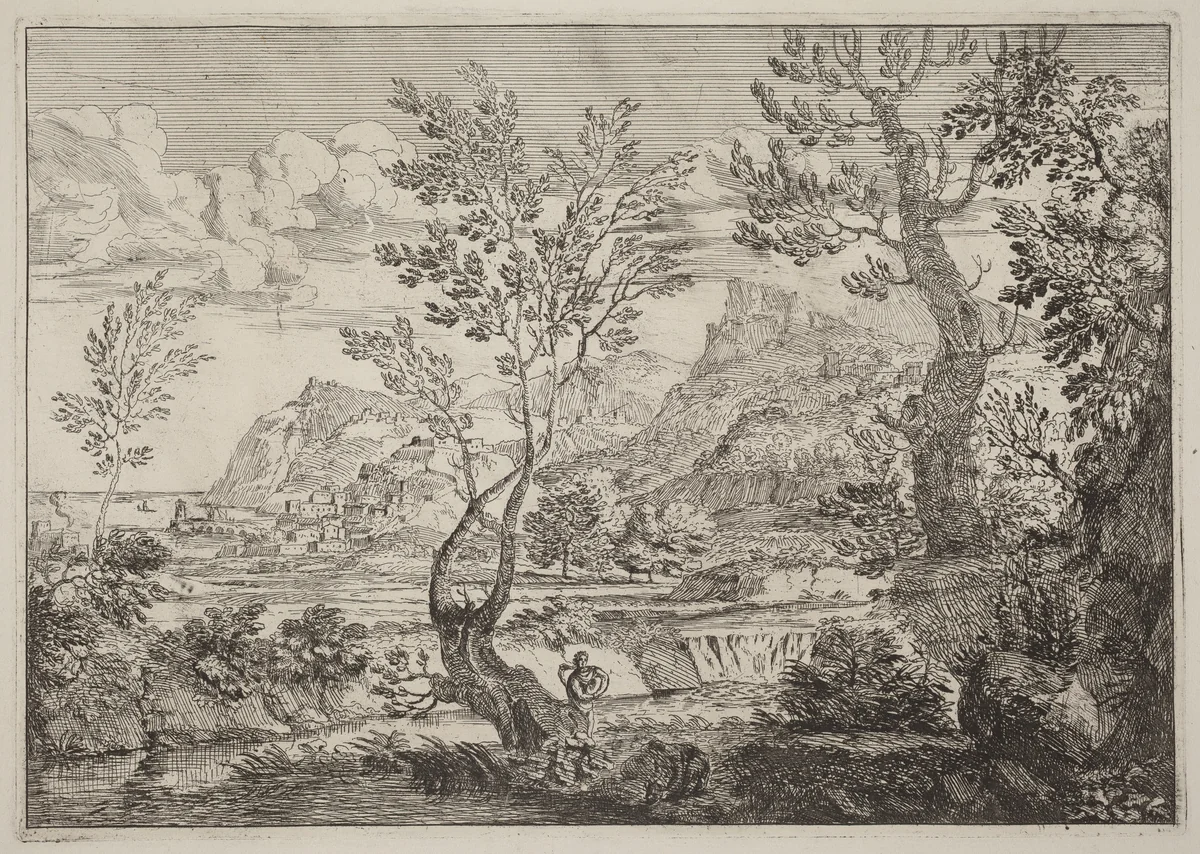 A Waterfall by Crescenzio Onofri, print, 1696