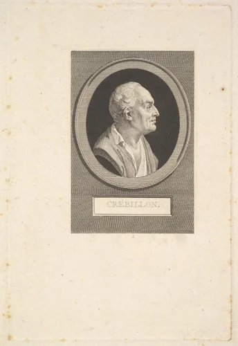 Portrait of Prosper Jolyot de Crébillon by Augustin de Saint-Aubin, print, 1797-1807