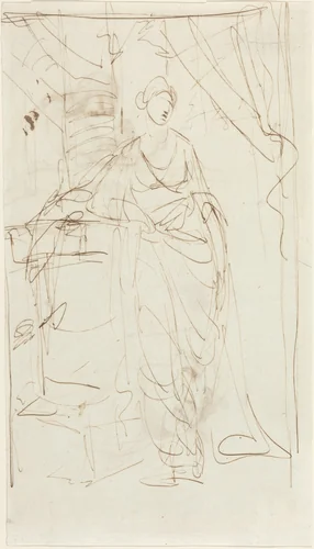 An Elegant Lady in Classical Dress [recto] by George Romney, drawing, 1780-1790