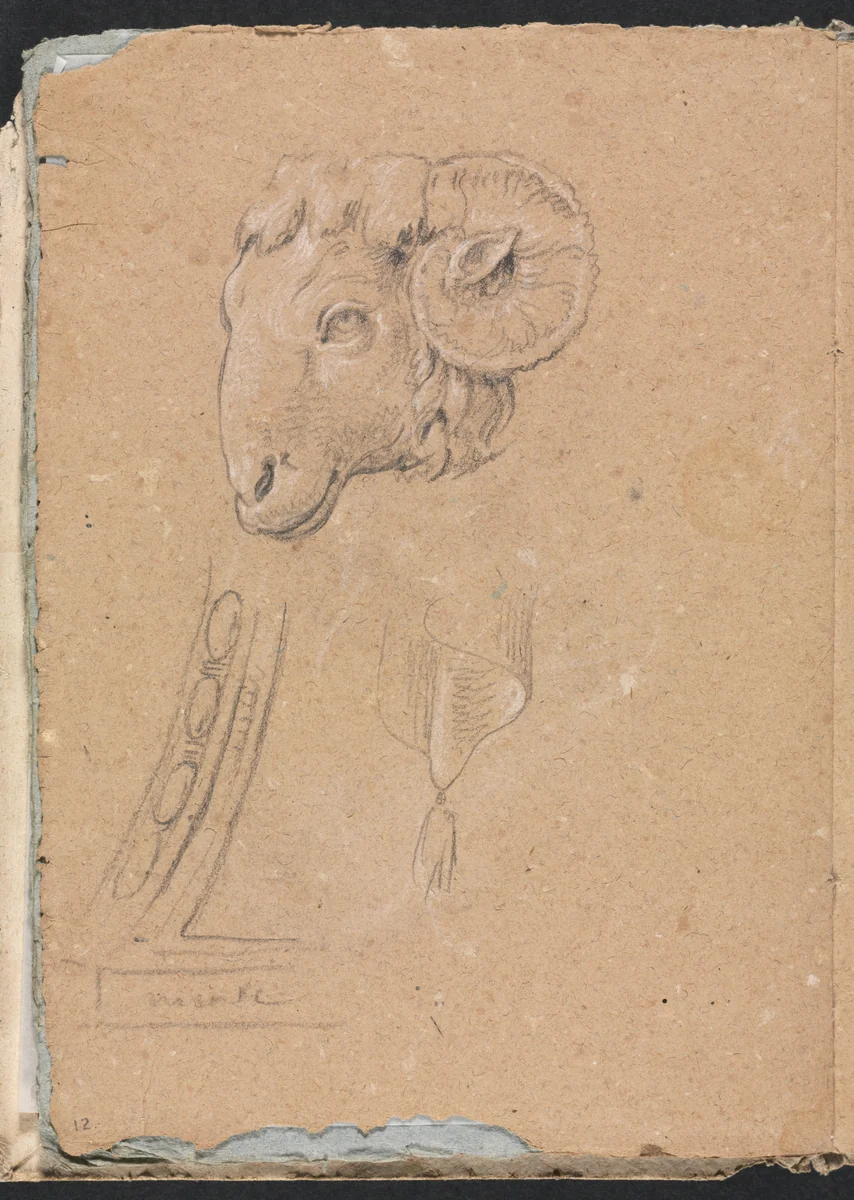 Verona Sketchbook: Ram's head (page12) by Francesco Lorenzi, book, 1760