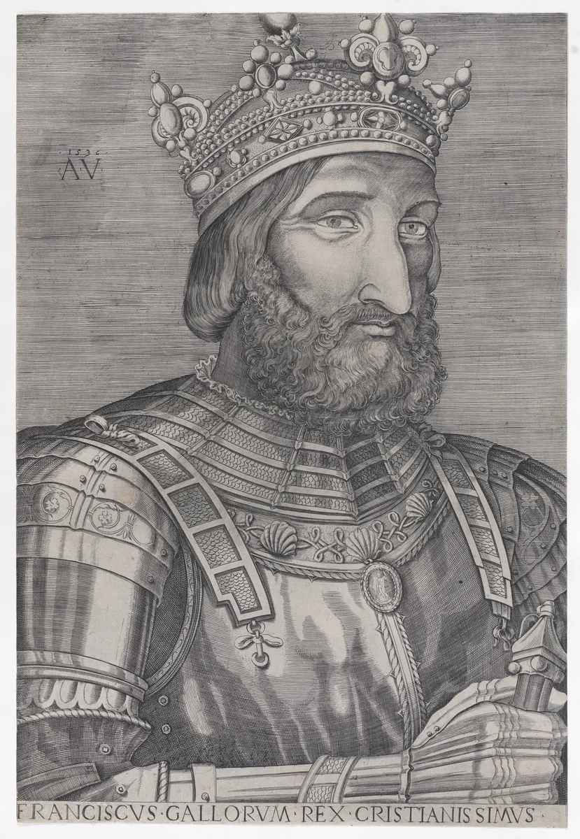 Francois I, King of France by Agostino Veneziano, print, 1531-1541