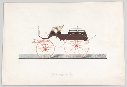 Design for Dos-A-Dos Phaeton Carriage by anonymous, print, 1865-1875