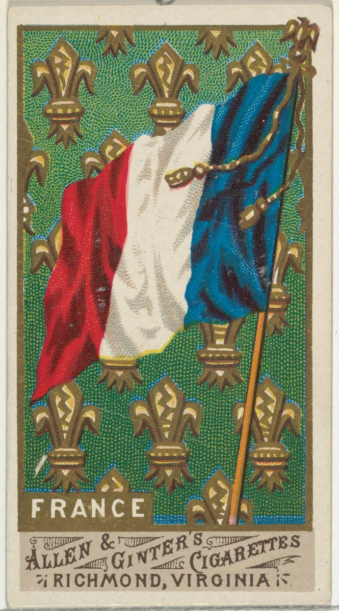 France, from Flags of All Nations, Series 1 (N9) for Allen & Ginter Cigarettes Brands by Allen & Ginter, print, 1887