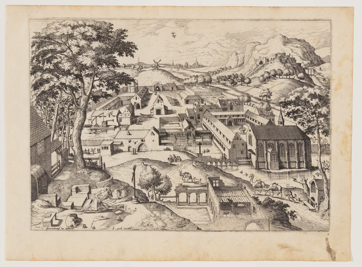 Saint Jerome in the Desert, from Landscapes with Biblical Subjects and Saints by Johannes van Doetecum, print, 1557-1567