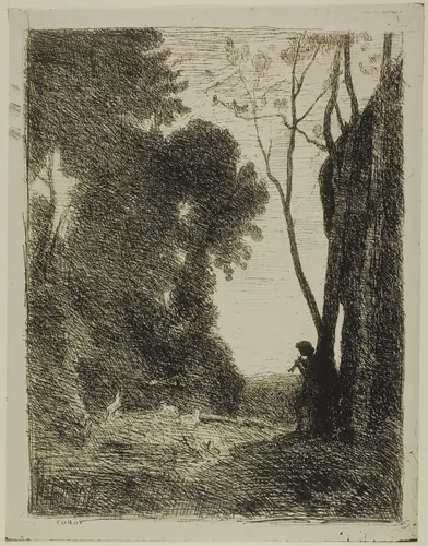 The Young Shepherd, second plate by Jean-Baptiste-Camille Corot, print, 1850-1860