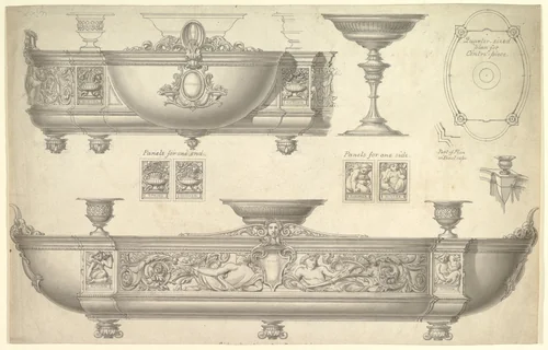 Design for a Silver Centerpiece by anonymous, drawing, 1800-1900