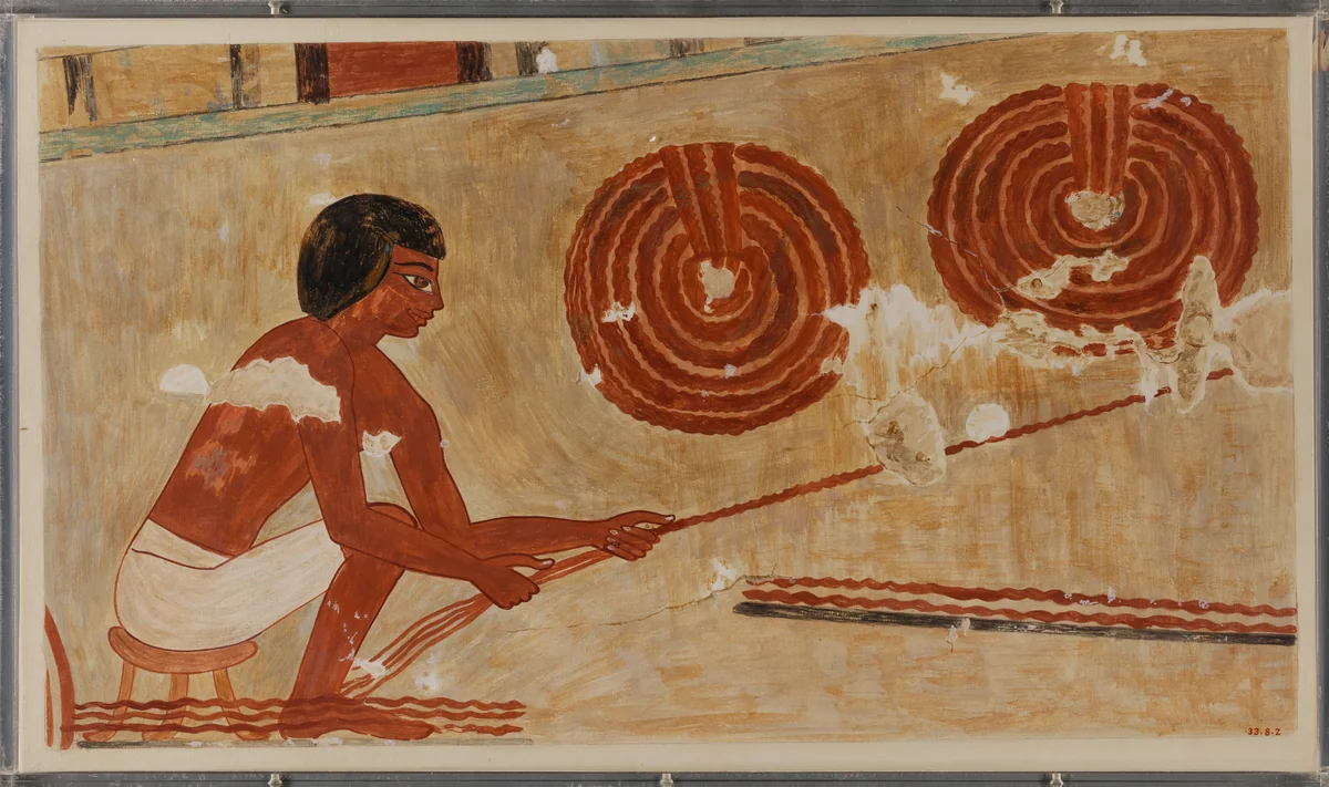 Man Making Leather Rope, Tomb of Rekhmire by Nina de Garis Davies, artwork, -1479