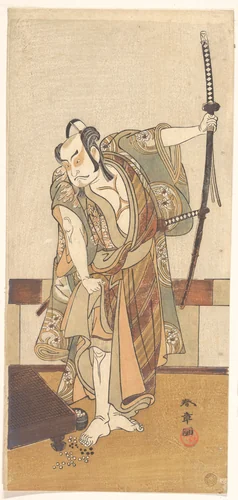 The Third Otani Hiroji as a Samurai of High Rank Standing in a Room by Katsukawa Shunshô (勝川春章), print, 1764-1784