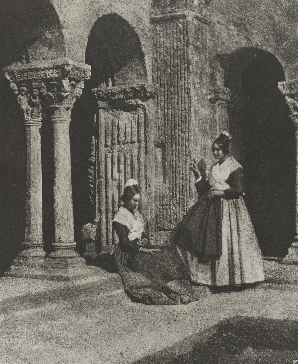 Two Women of Arles at the Cloister of Saint Triomphe, Cathedral of Arles by Charles Nègre, photograph, 1854