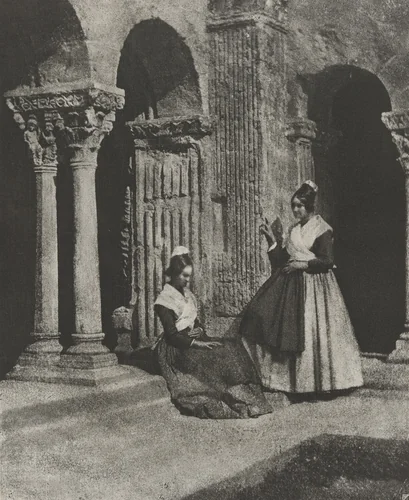 Two Women of Arles at the Cloister of Saint Triomphe, Cathedral of Arles by Charles Nègre, photograph, 1854