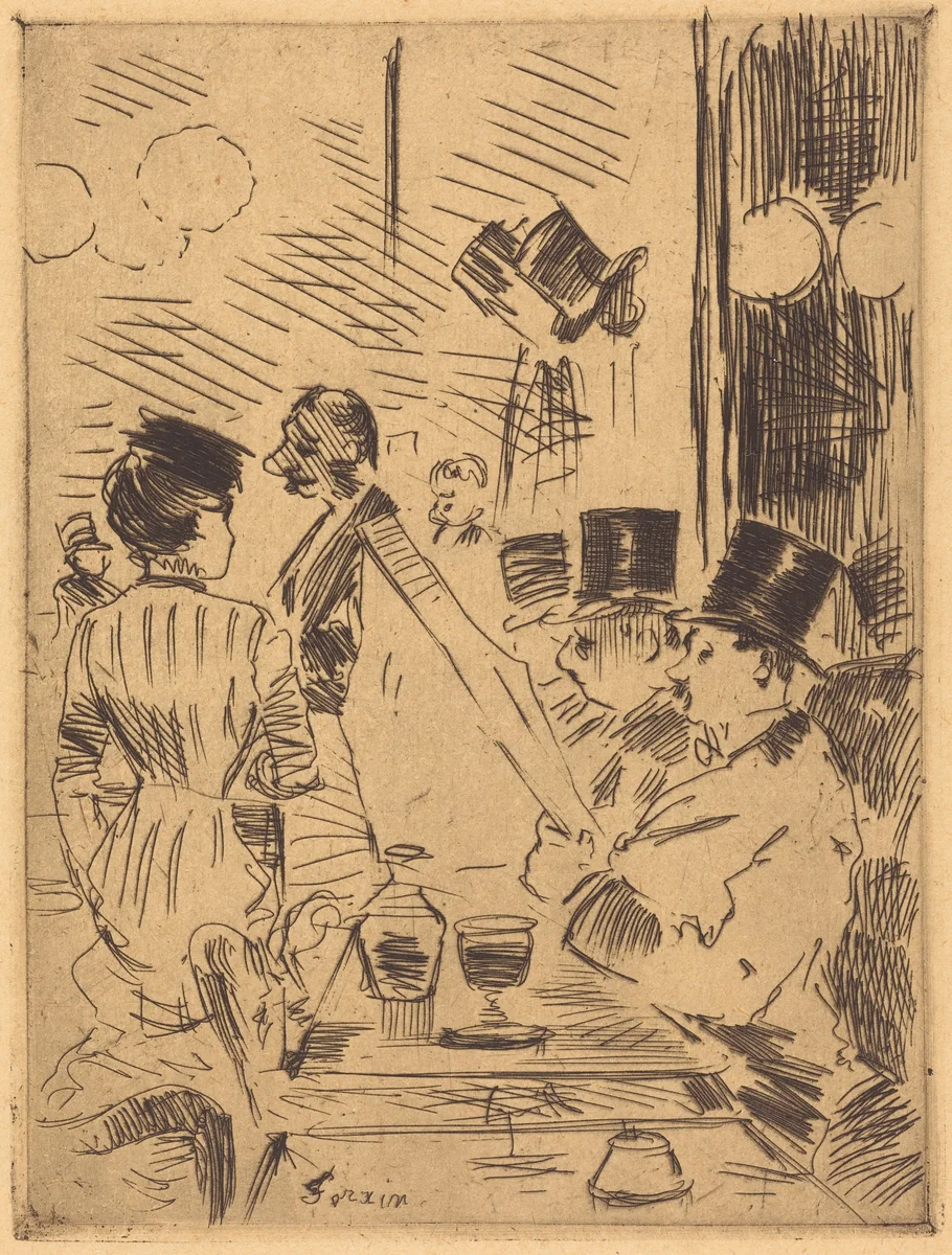 Le café de la Nouvelle Athènes (The Cafe of the New Athens) by Jean-Louis Forain; Gustave Pellet, print, 1876