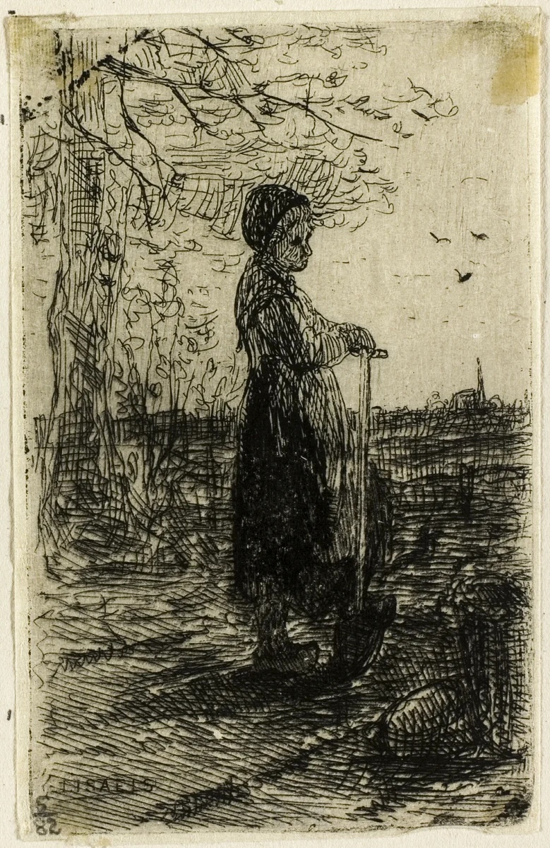 Girl with a Spade by Jozef Israëls, print, 1873
